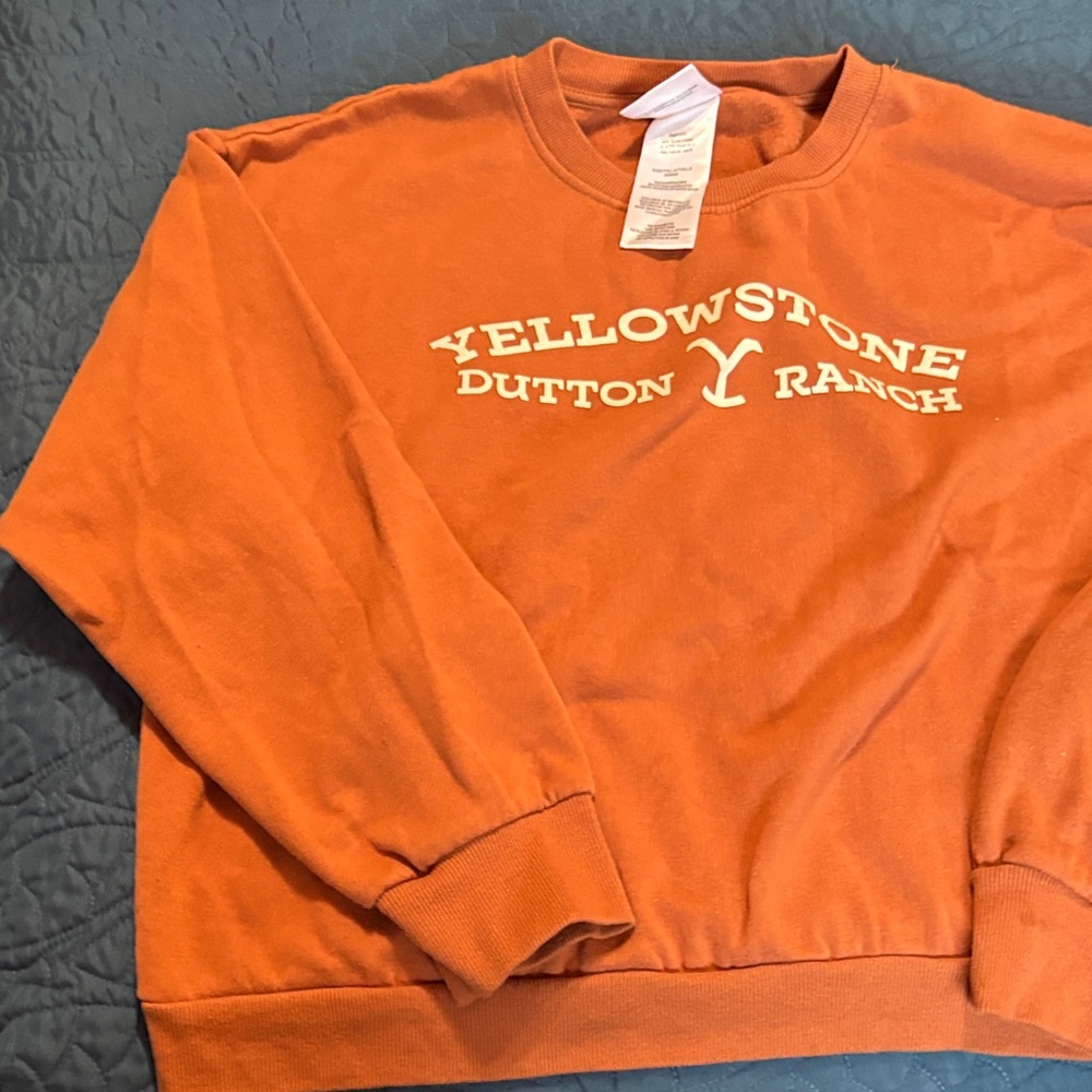 Yellowstone Dutton Ranch Women's Orange Crew Neck Sweater